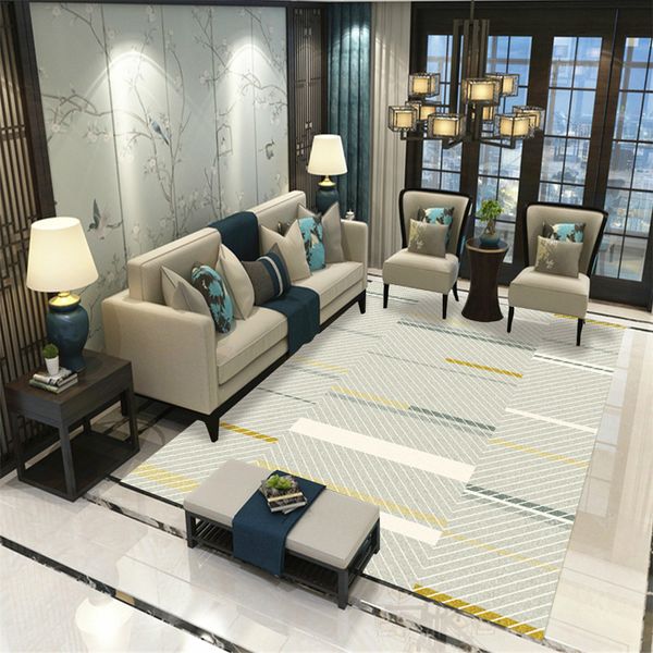 

america style geometric bedside rug flannel anti-slip mat balcony area rug floor mat large living room carpet for home decor