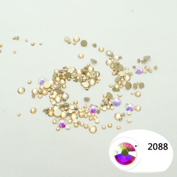 

288pcs mix 6pcs16 face glass rhinestones for nail art multi-size crystal champagne color 3d nail art decorations strass charms, Silver;gold