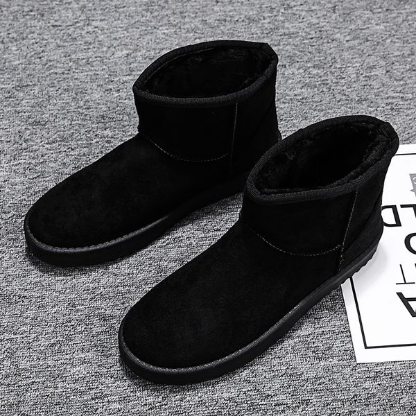 

2020 winter men's boots winter shoes warm plush fur snow boots men's ankle retro style outdoor warm, Black