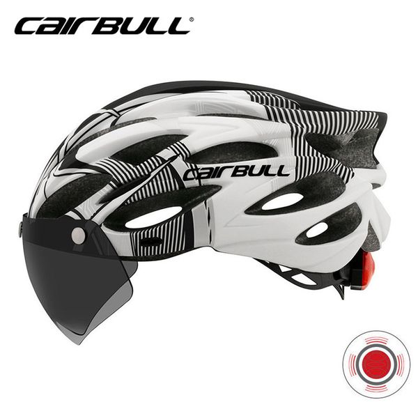 

2020 new bike helmet mtb racing road goggles with taillight removable visor mountain cycling helmets with magnetic lens