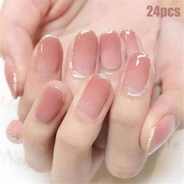 

24 piece bridal nail patch nail art finished piece fake nails cd88, Red;gold