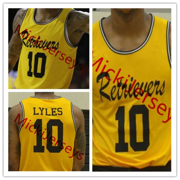 

мужские ncaa umbc ретриверы jairus lyles college basketball джерси прошитой gold white # 10 иаира lyles umbc ретриверы джерси s-3xl, Black;red