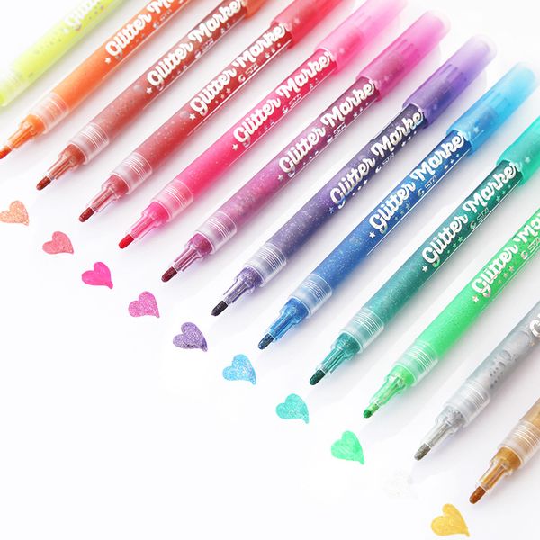 

Glitter color marker pen 1mm Water based UV resistant Pigment ink pens for Lettering Drawing Painting Album Art
