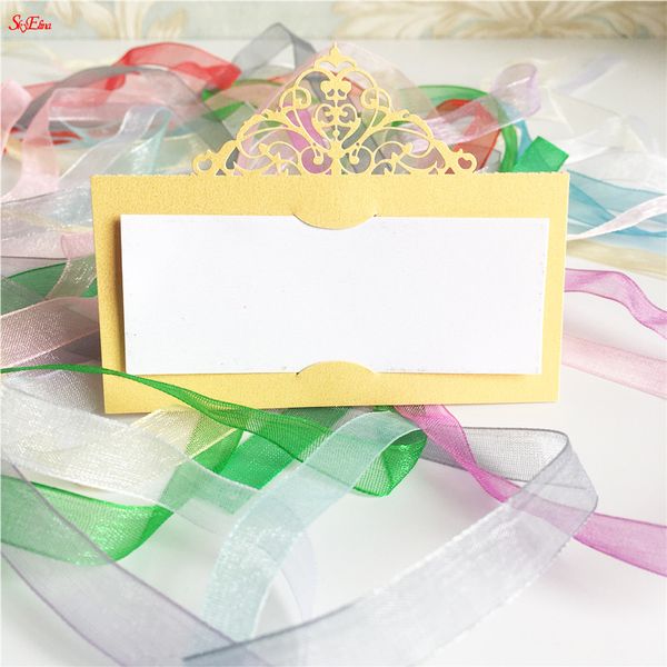

100pcs/lot laser cut wedding place name cards number name place paper cards seat table seat decoration guest card blue 6z