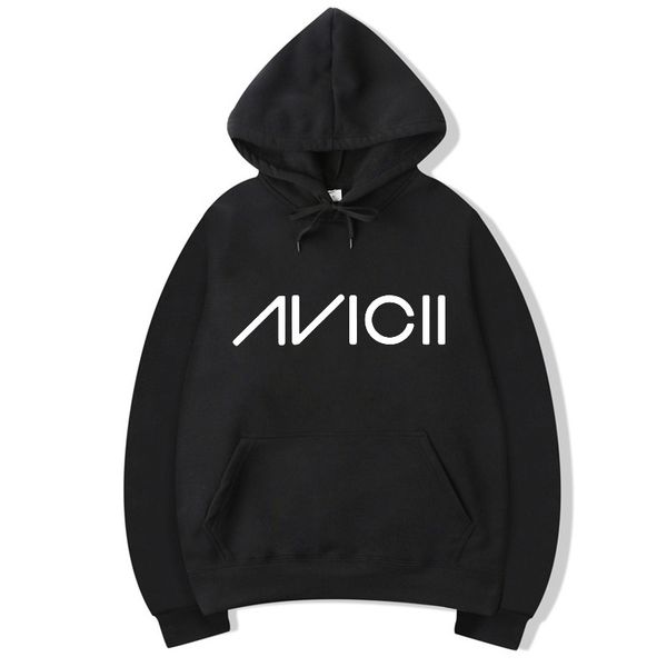 

vsenfo dj avicii hoodies men women sweatshirt harajuku fleece pullover tim berg bergling avicii hoody, Black