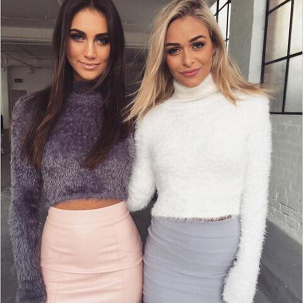 

осень зима женщина свитера и пуловеры коротких o-образного вырез вязаного свитер повседневных прицепные femme высокого качество new regular, White;black