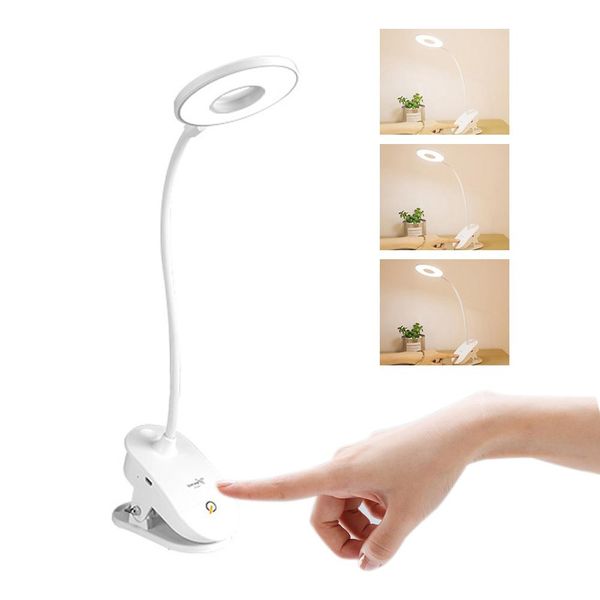 

usb charging touch dimmable round fill light with clip-on table lamp white children's eye protection table lamp