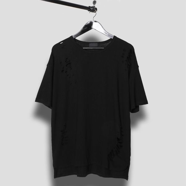 

owen seak men cotton gothic t shirt men's clothing hip hop tees summer high street solid black t shirt size xl, White;black