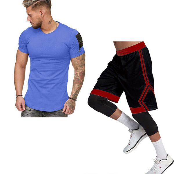 

solid color summer breathablebeach shorts + short-sleeved zipper t-shirt 2 piece set men's apparel striped brand sportswear suit, White;black