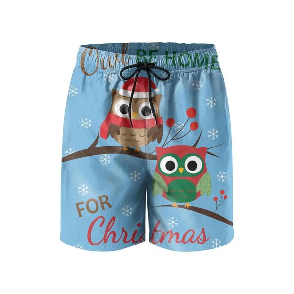 

men's swimming trunks owl be home for christmas exercise beach board shorts custom fox squirrel hedgehog rabbit raccoon owl cool owls i