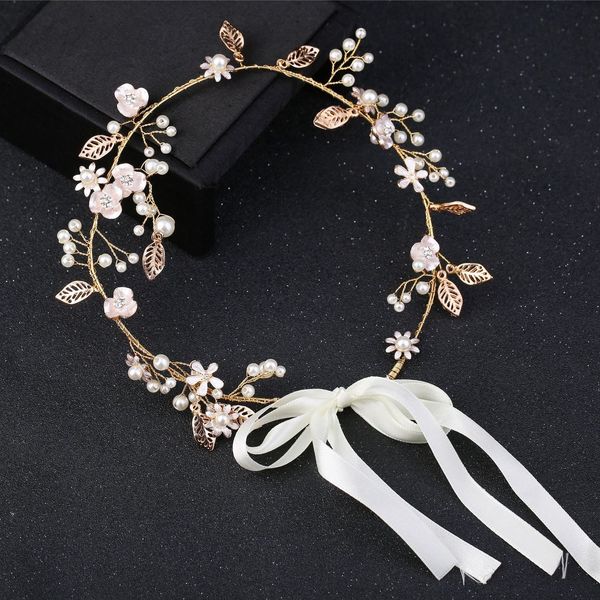 

bride headwear bridesmaid hair band manual pearl alloy leaf hair hoop hair decorate band, Silver