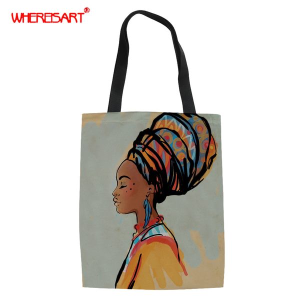 

whereisart афроамериканские искусство печать женщины корзина shopper tote сумка пляж satchel сумки сумки для путешествий холст