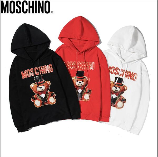 

2019 men's women's moschinoand winter new fashion sports sweater printing short-sleeved embroidered cotton men's sweater -18, Black