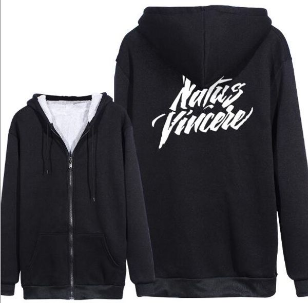 

мода новый natus vincere печати толстовки streetwear мужчин и женщин молнии толстовка, Black
