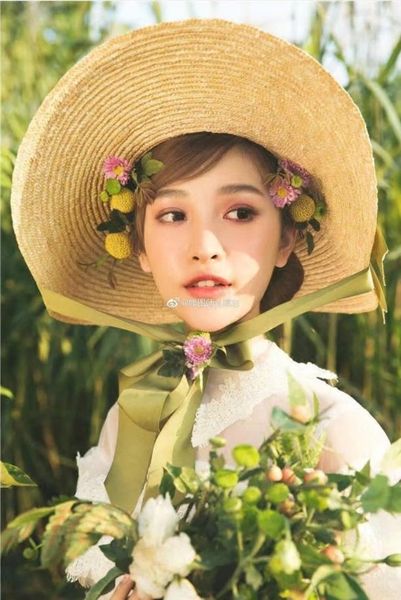 

personalized flat-ed holiday leisure big straw butterfly straw eaves sun hat style tie bow beach hat, Blue;gray