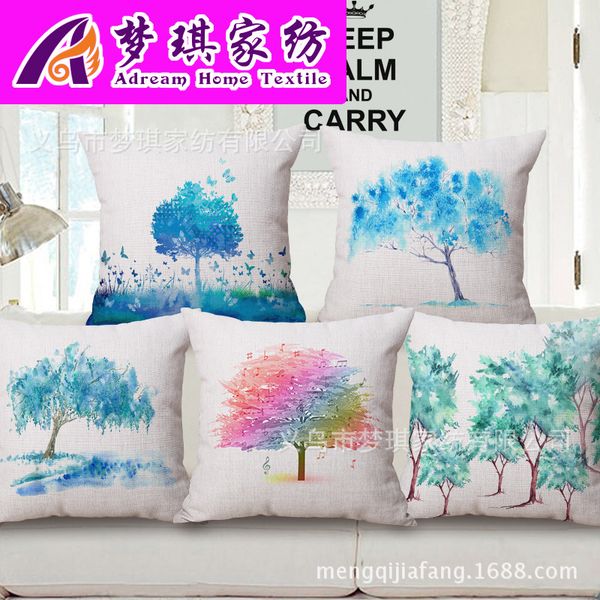 

european type botany pillow watercolor tree botany cotton cushion