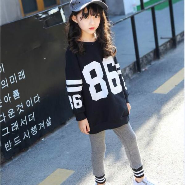 

2018 new girls hoodies sweatshirts letter print casual long sleeve cotton cute hoodie girl cotton pullover kids harajuku cc470, Black