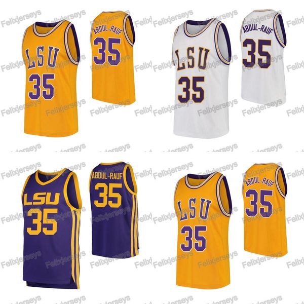 

ncaa 35 mahmoud abdul-rauf lsu tigers college basketball jersey darius garland white purple yellow jerseys double stitched name and number, Black