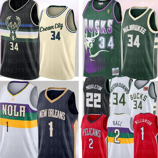 

ncaa zion 1 williamson giannis 34 antetokounmpo jersey lonzo 2 ball khris 22 middleton retro mesh ray 34 allen basketball jerseys, Black;red