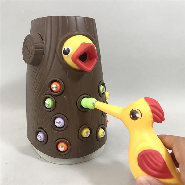 

1 box of woodpecker feeding game toy magnetic catch insects game toys for kids