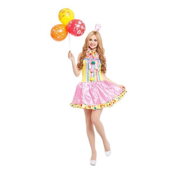 

взрослые женщины подростка sweet pink горошек клоун костюмы хэллоуина пурим карнавал маскарад масленица партии необычные платья, Black;red