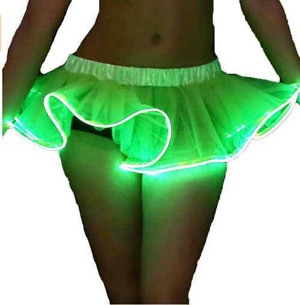 

new cute fashion lady light up tutu gogo dancing el wire accessory clothing skirt rave gear edm, Black