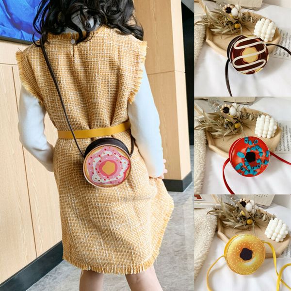 

new fashion kid girls poached egg donut noodle pattern handbag pu leather mini shoulder messenger bags crossbody wallet 6 styles