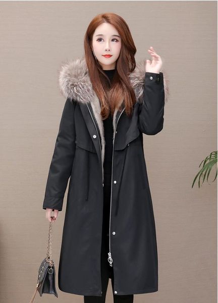 

women winter jacket ladies real raccoon fur collar duck down inside warm coat femme with all the tag short coat, Black
