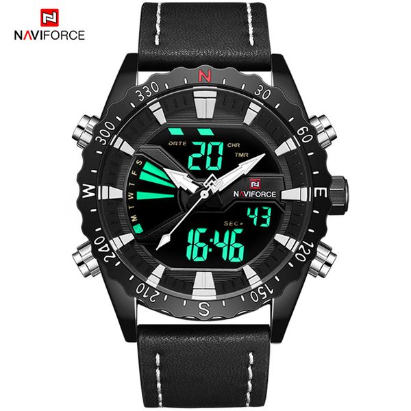 

naviforce men's brand business watch men luxurious digital wristwatch male clock watches relogio masculino chronograph, Slivery;brown
