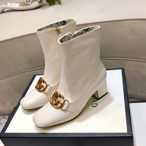 

2020 trend autumn winter european and american women's boots square head short section thick with martin boots factory direct sales, Black