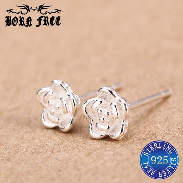 

925 sterling silver earrings rose flower stud earrings for women jewelry earings pendientes mujer moda earing oorbellen brincos, Golden;silver