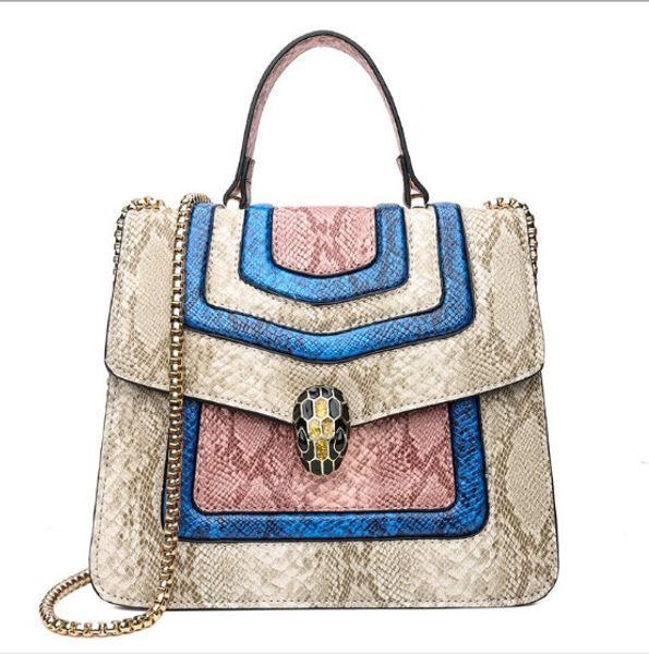

selling export high-end women's designer snake skin diagonal bag multi-color shoulder bag small square bag