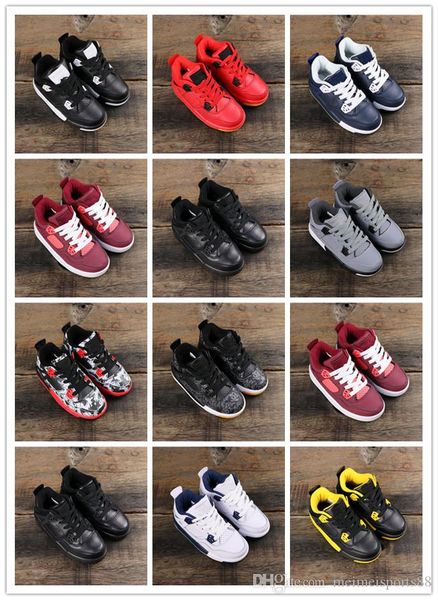

new jumpman 4 kids basketball shoes children outdoor sports shoes gym red chicago boy girls 4s luxury athletic sneakers eur 28-35