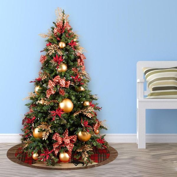 

104cm checked cloth christmas tree skirt party ornaments new year decor