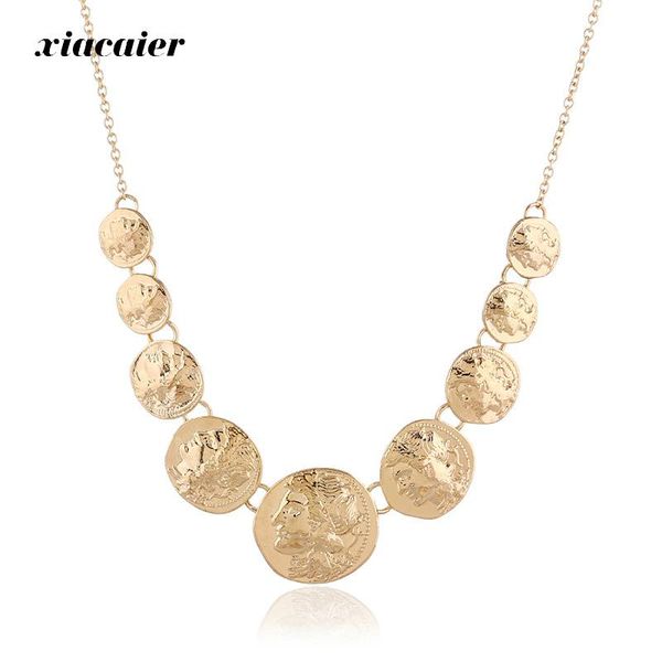 

xiacaier gold color metal choker necklace for women punk fashion statement necklace jewelry trendy accessories wholesale, Golden;silver