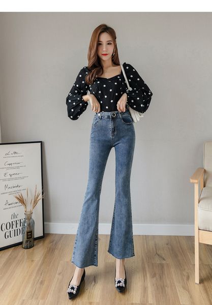 

straight темно-синий ms широкие ноги штаны ноги джинсы trend, Blue