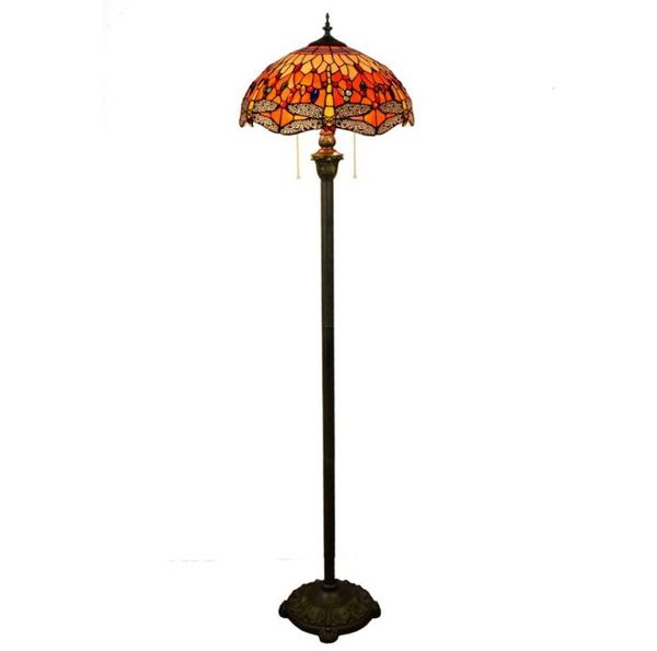 

Tiffany Floor Lamp Creative Retro Tiffany Stained Glass Dragonfly Living Room Restaurant Bedroom Villa Decoration Floor Lamp TF016