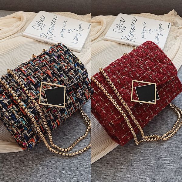 

ins super fire woolen women's fashion 2019 popular versatile chain shoulder bag shoulder messenger bag