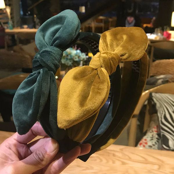 

maxsiti u retro design headdress solid color woolen bow headband women's fashion with toothed headwear hair accessories