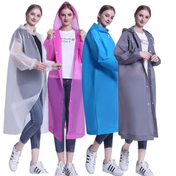 

outdoor non-disposable thicken eva rain coat for man woman rain jacket fashion raincoat with hat reusable raincoat fy6059