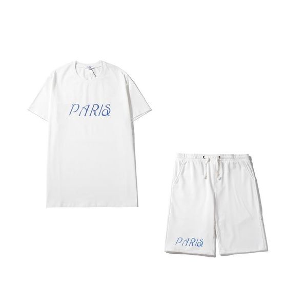 

men jogger tracksuit 1 short sleeve t shirt+1 short pants clothes letter printed tees casual loose shorts 2020 explosion cloting sutis, Gray