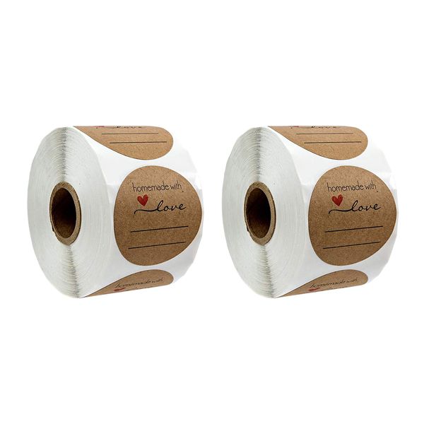 

1000x kraft paper самодельный with love наклейки этикеток рулонной самоклеящихся