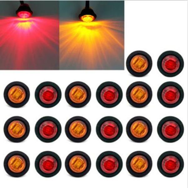 

20x mini 3/4" amber/red led bullet turn signals light side marker truck trailer car styling