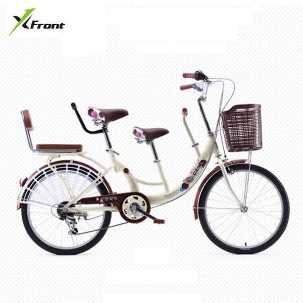 

new brand 22 inch aluminum wheel carbon steel mother and children double seat 7 speed women's bike city lady bicicleta bicycle