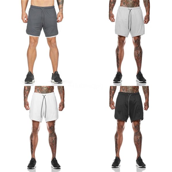

multi-pocket zip pocket men joggers shorts mens 2 in 1 short pants gyms fitness bodybuilding workout quick dry male beach shorts mx200324 #5, White;black