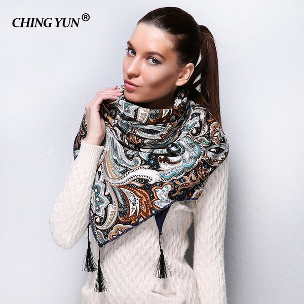 

2018 новый стиль мода россии этнические шаблон женщина зимы шарф теплый шарф wrap мягкие волосы lady платок треугольник шарфы fw001 y200103, Blue;gray