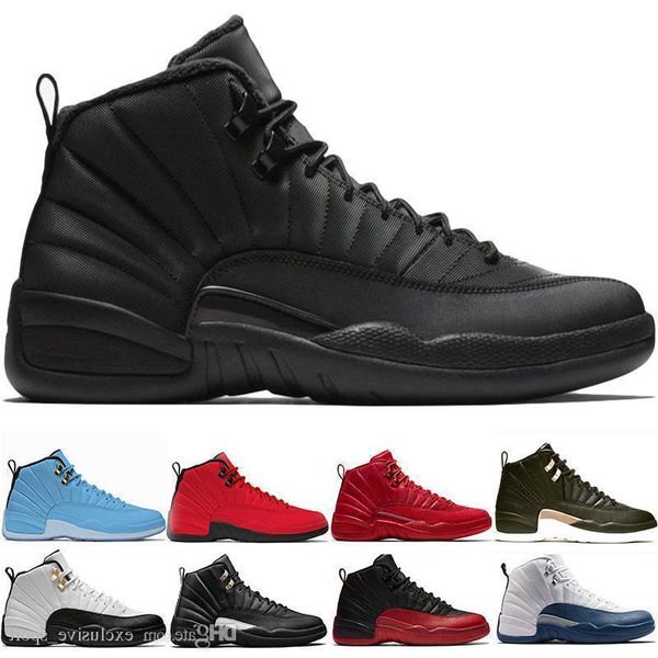 

mens basketball shoes xii 12 men 12s new midnight black flu game michigan taxi uny winterize designer trainer sport sneaker size 41-47