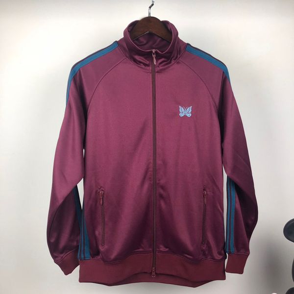 

19ss version needles butterfly embroidery jacket men women side striped hiphop jackets coats men track jacket, Black;brown