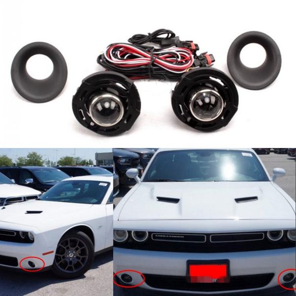 

car oem front bumper fog lamps light complete kit/1set fits for dodge challenger 2015-2019