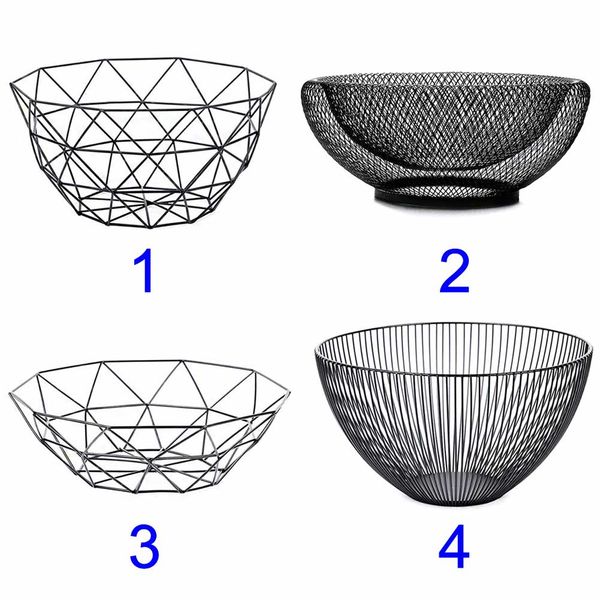 

new sale creative fruit tray drain basket household iron fruit bowl geometric patterns